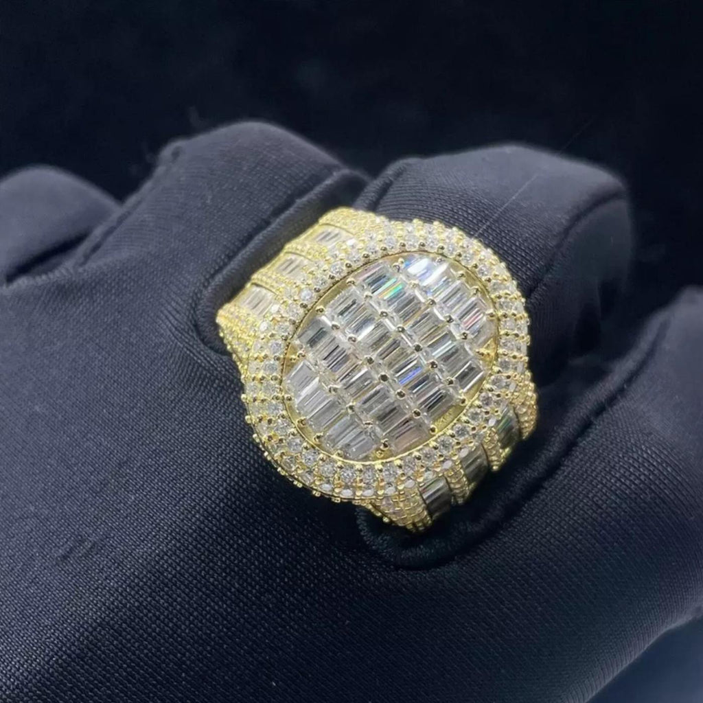 Unisex  Baguette Diamond Ring 14k Solid Gold