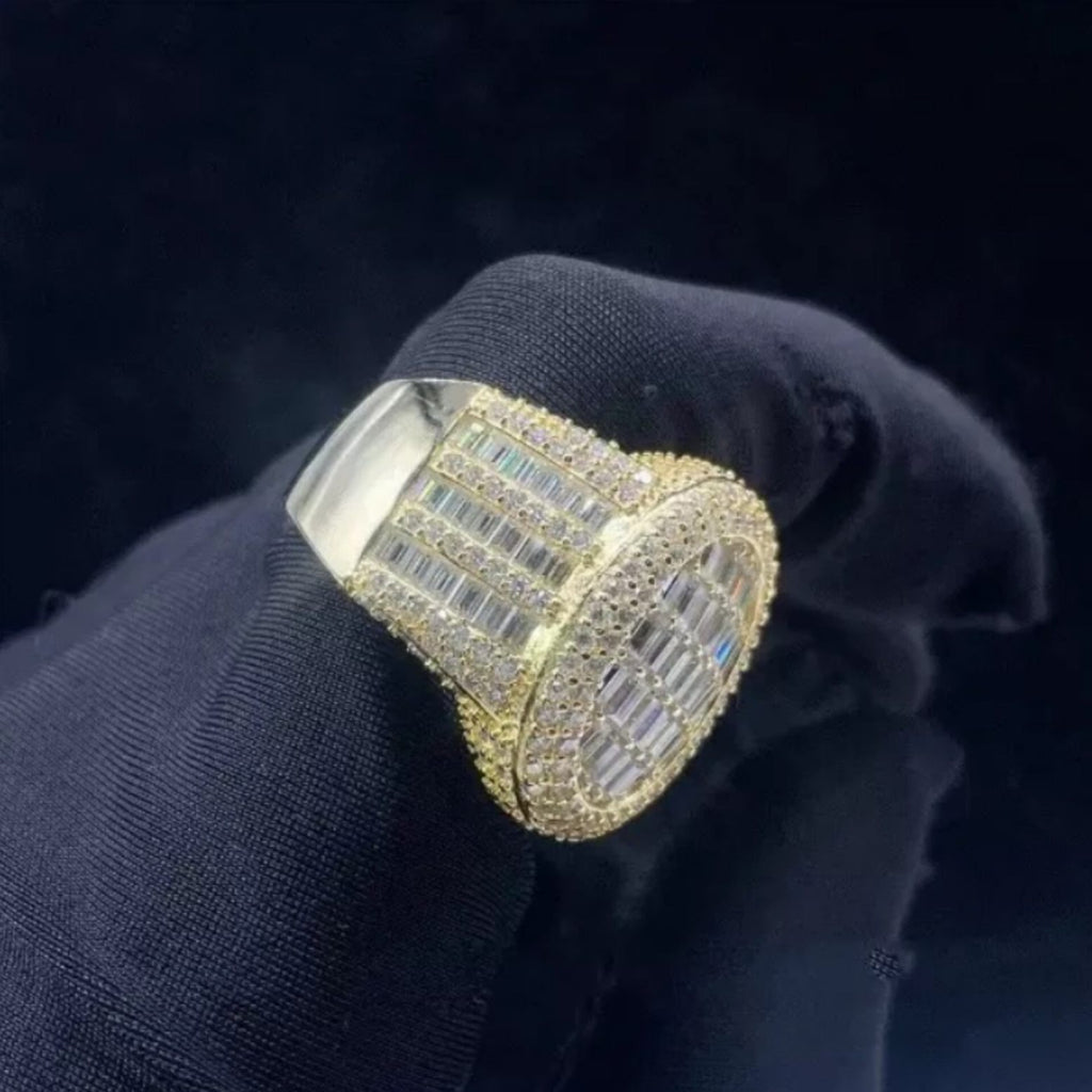 Unisex  Baguette Diamond Ring 14k Solid Gold