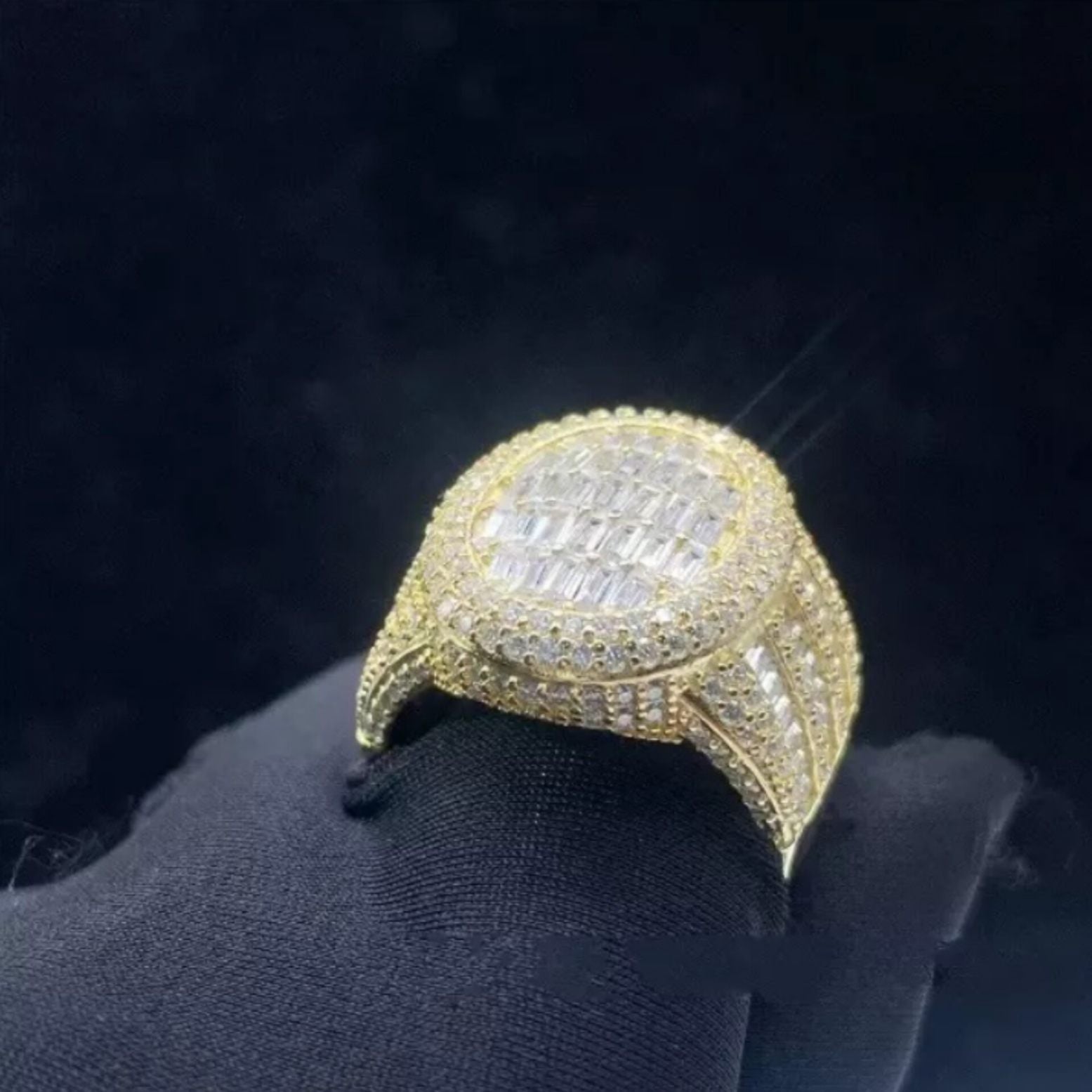 Unisex  Baguette Diamond Ring 14k Solid Gold