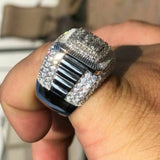 Iced Custom Men's Hip Hop Big Diamond Pinky Ring in Solid 925 Silver