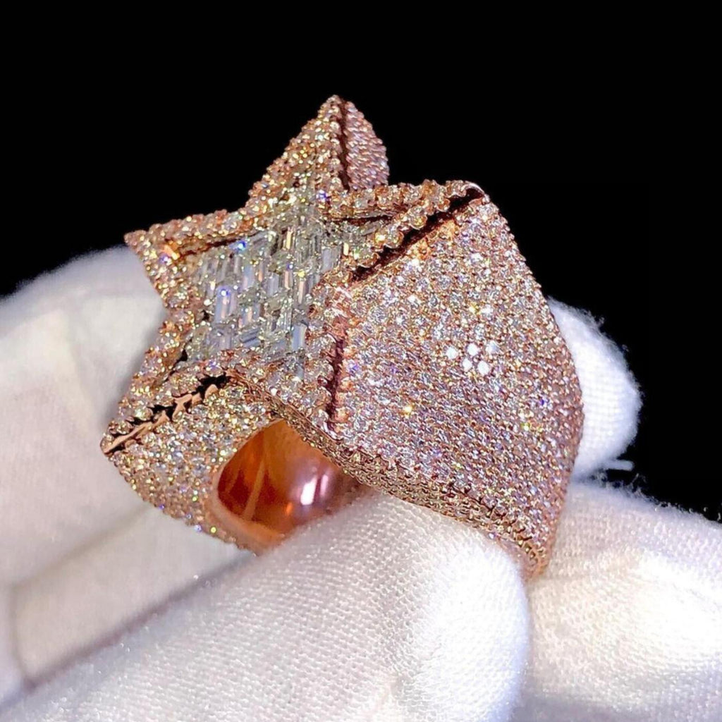 Star 14k solid gold Diamond Men’s Ring