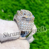 Cluster Diamond Men's Engagement Round Moissanite Ring