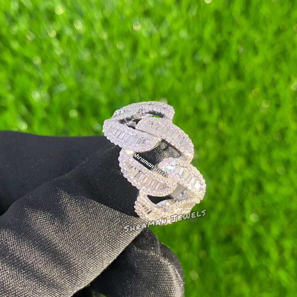 Cuban Diamond Ring 14k Solid Gold