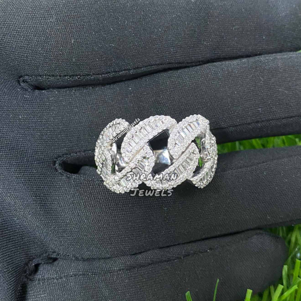 Cuban Diamond Ring 14k Solid Gold