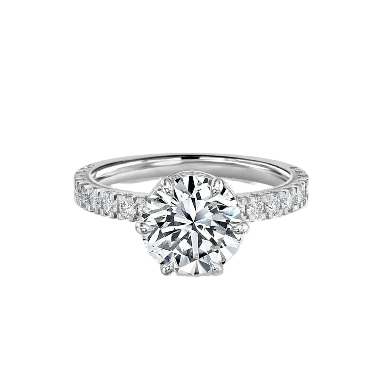 Round Cut Hidden Halo Engagement Ring