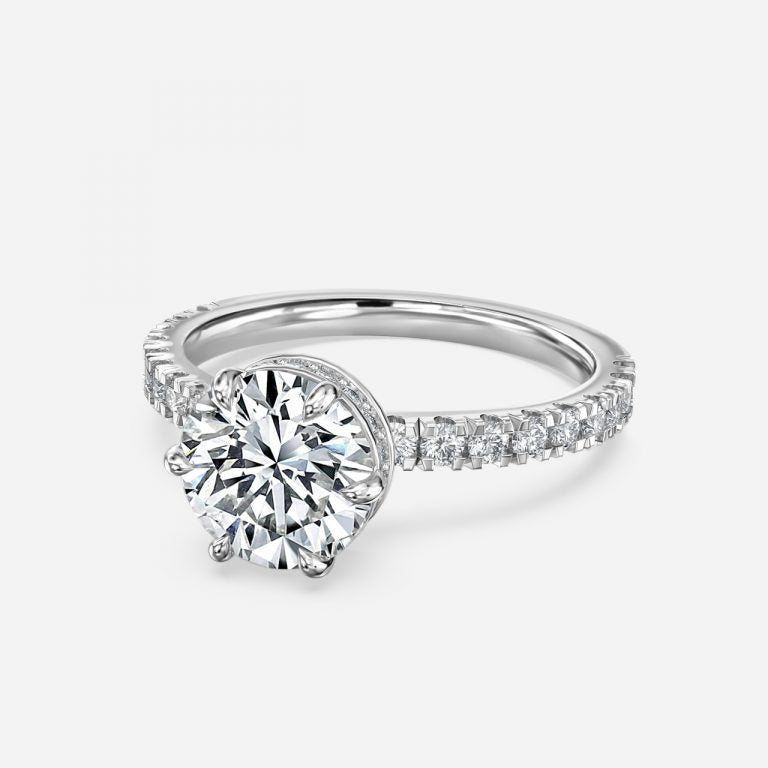 Round Cut Hidden Halo Engagement Ring