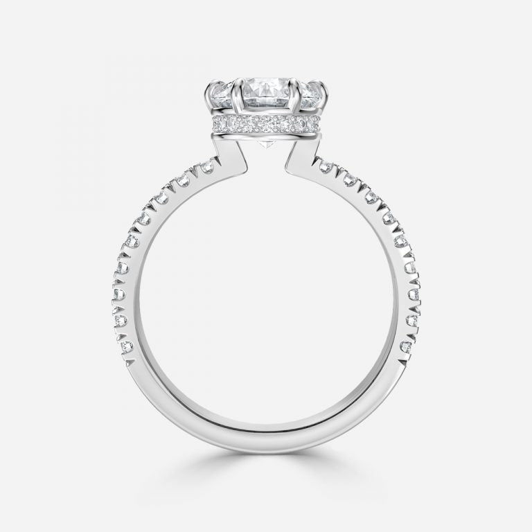 Round Cut Hidden Halo Engagement Ring