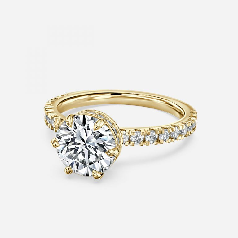 Round Cut Hidden Halo Engagement Ring