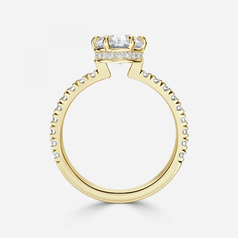 Round Cut Hidden Halo Engagement Ring