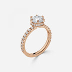Round Cut Hidden Halo Engagement Ring