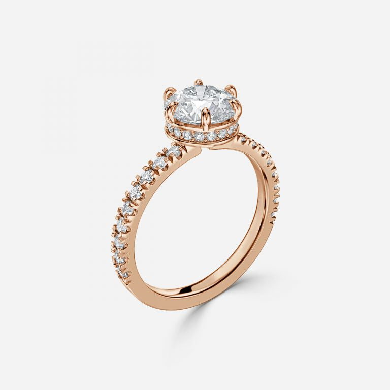 Round Cut Hidden Halo Engagement Ring