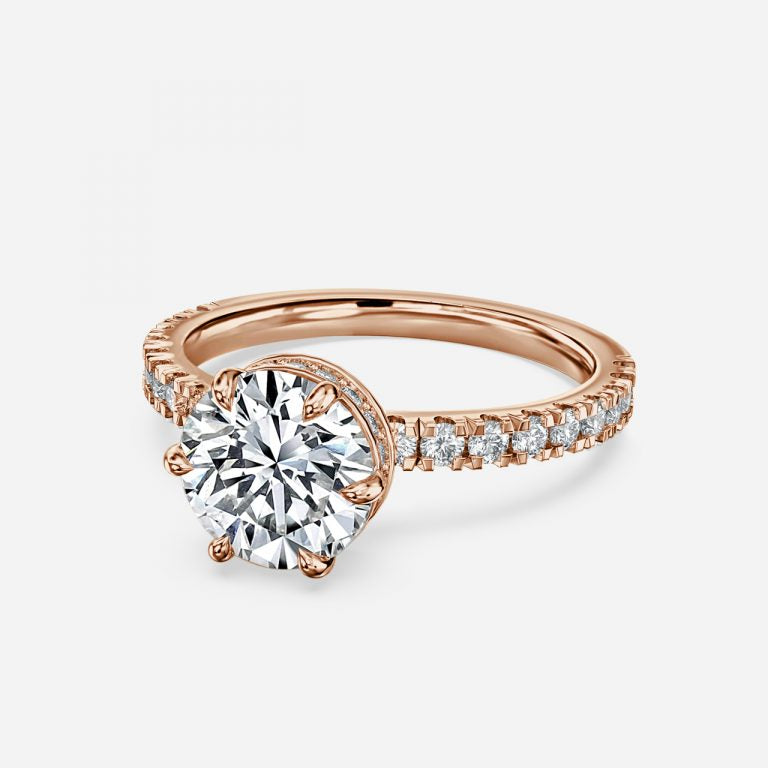 Round Cut Hidden Halo Engagement Ring