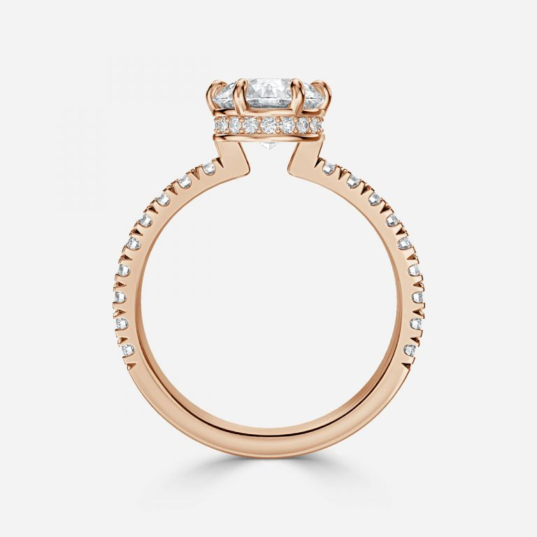 Round Cut Hidden Halo Engagement Ring