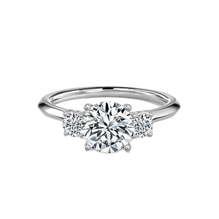Round Cut Trilogy Engagement Ring