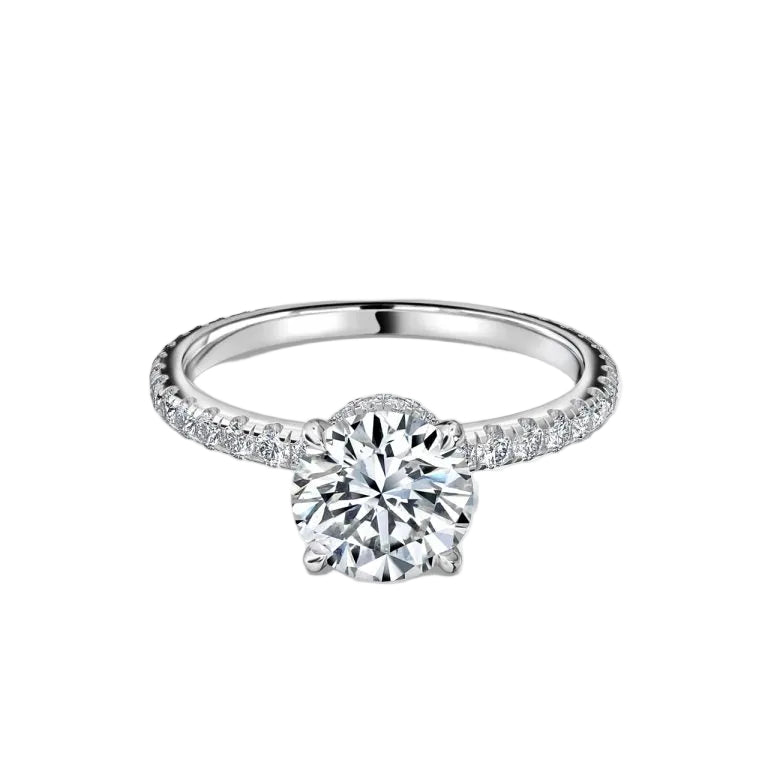 Round Hidden Halo Engagement Ring