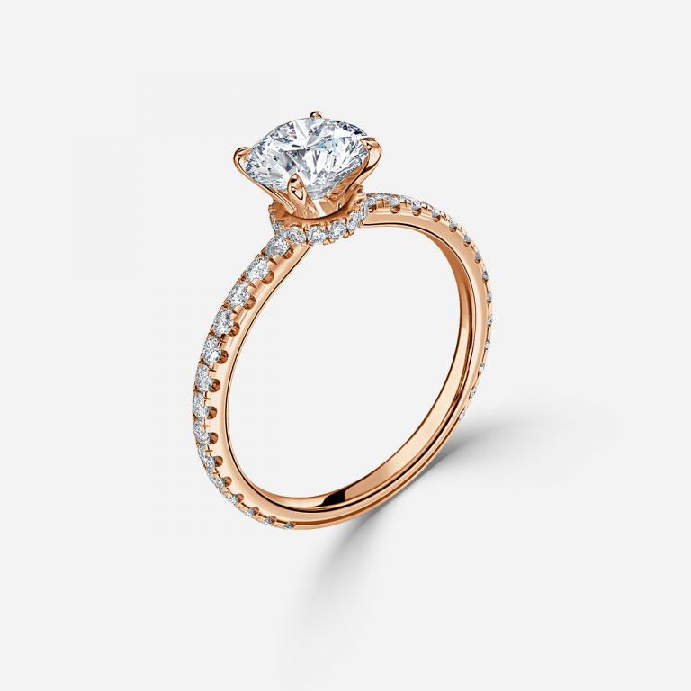 Round Hidden Halo Engagement Ring