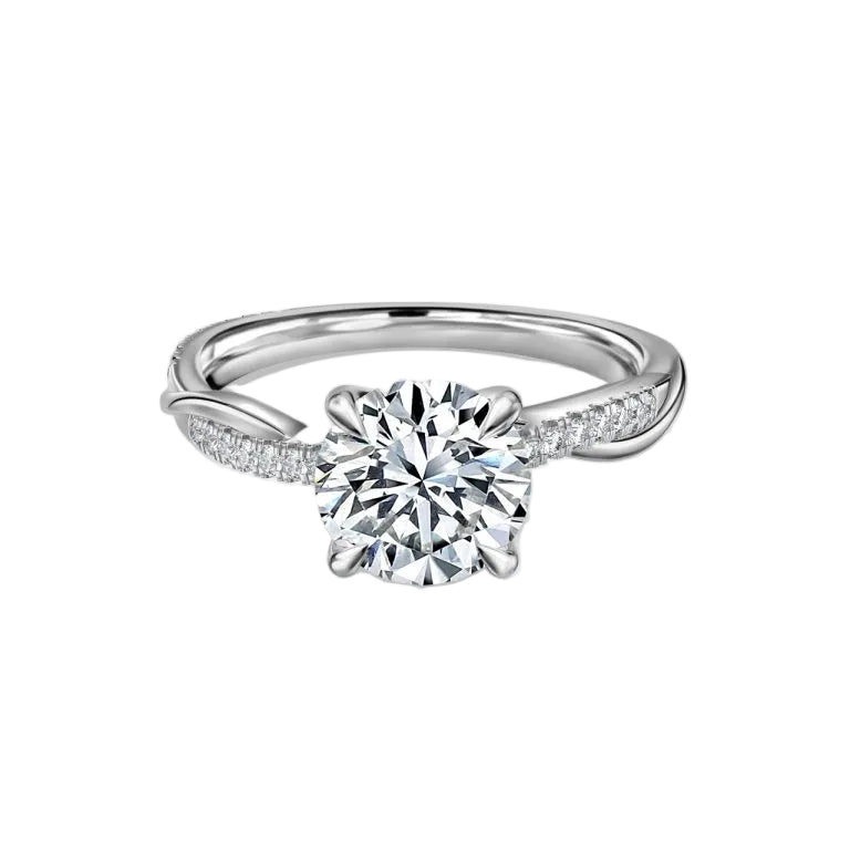 Round Cut Diamond Twist Engagement Ring