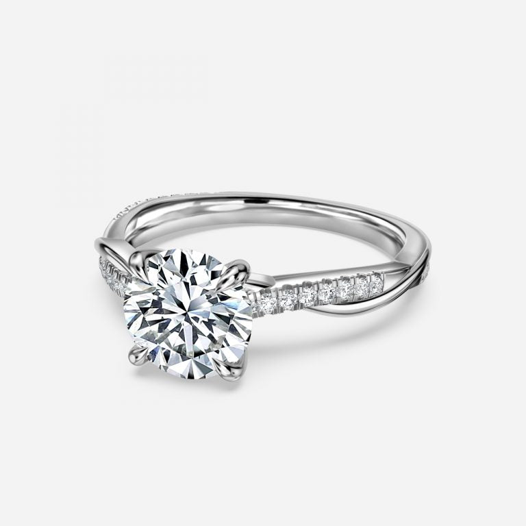 Round Cut Diamond Twist Engagement Ring