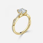 Round Cut Diamond Twist Engagement Ring