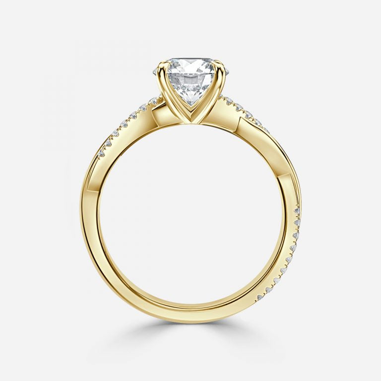 Round Cut Diamond Twist Engagement Ring