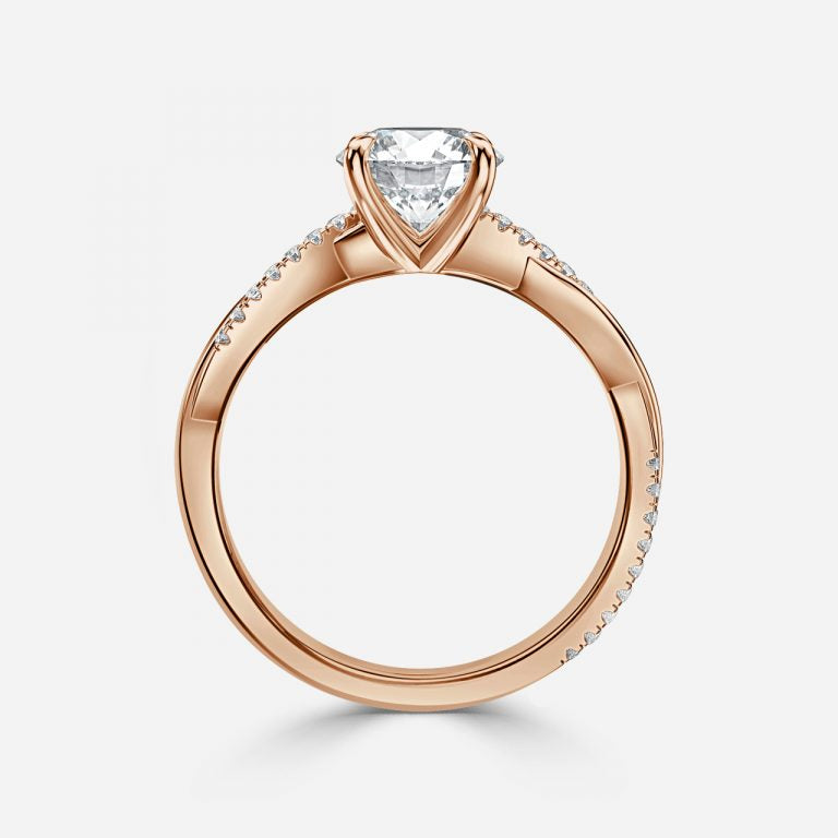 Round Cut Diamond Twist Engagement Ring