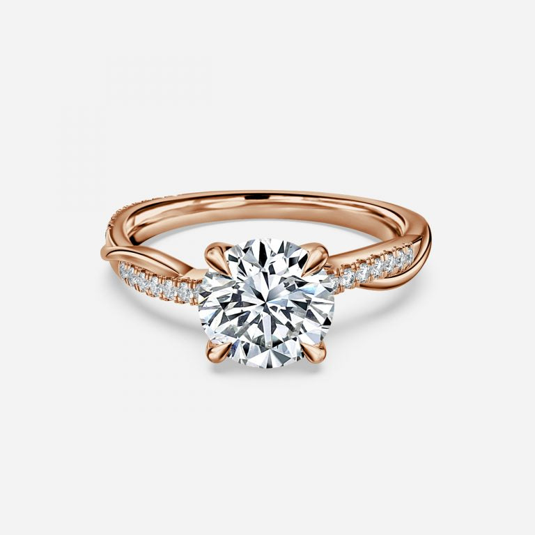 Round Cut Diamond Twist Engagement Ring