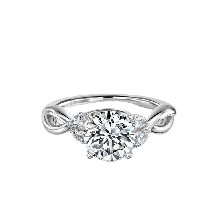 Round & Marquise Cut Diamond Engagement Ring