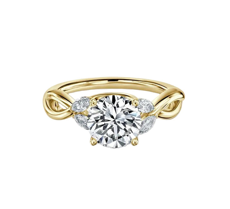Round & Marquise Cut Diamond Engagement Ring