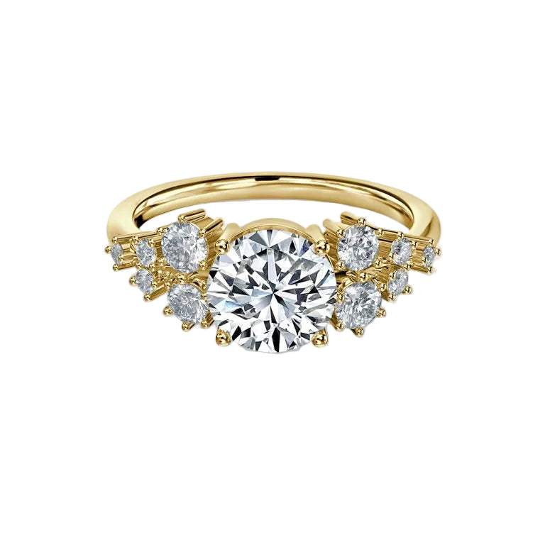 Round Cut Side Stone Engagement Ring