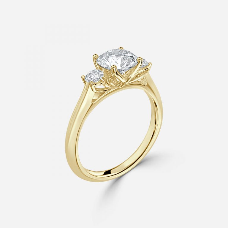 Round Cut Trilogy Engagement Ring