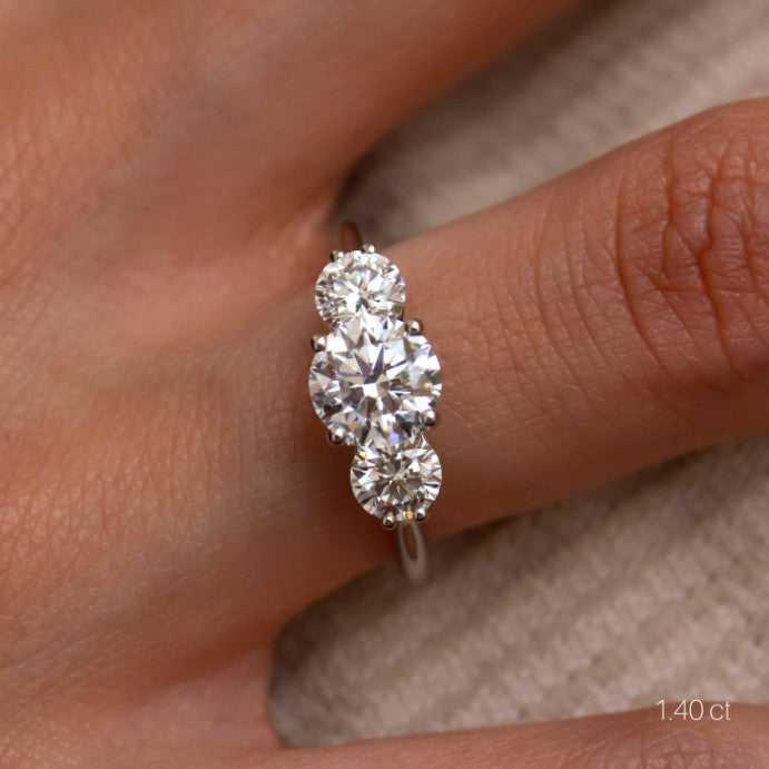 Round Cut Trilogy Engagement Ring
