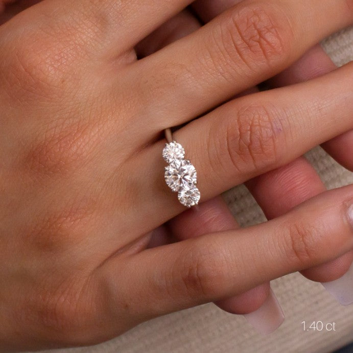Round Cut Trilogy Engagement Ring
