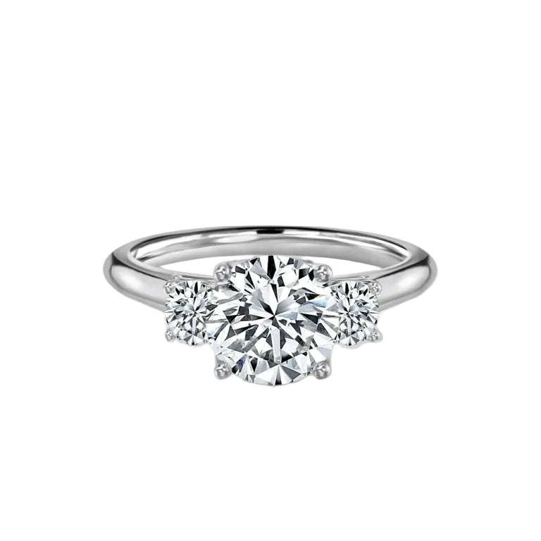 Round Cut Trilogy Engagement Ring