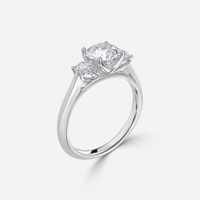 Round Cut Trilogy Engagement Ring