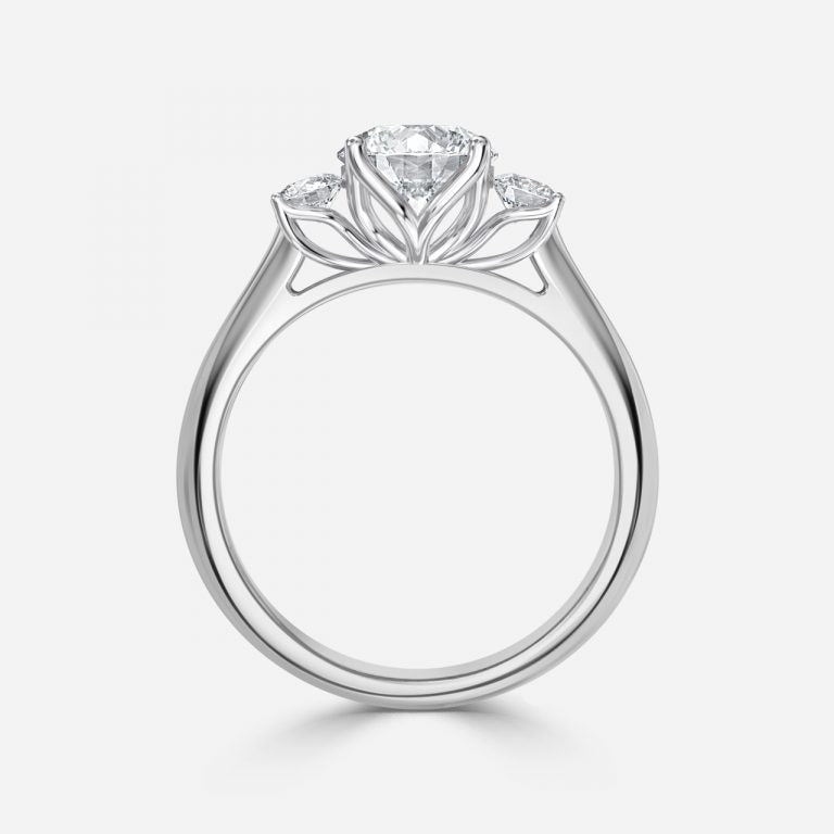 Round Cut Trilogy Engagement Ring