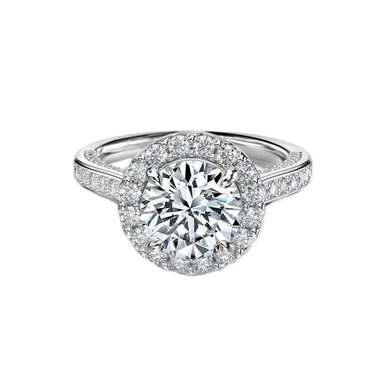 Round Cut Halo Engagement Ring