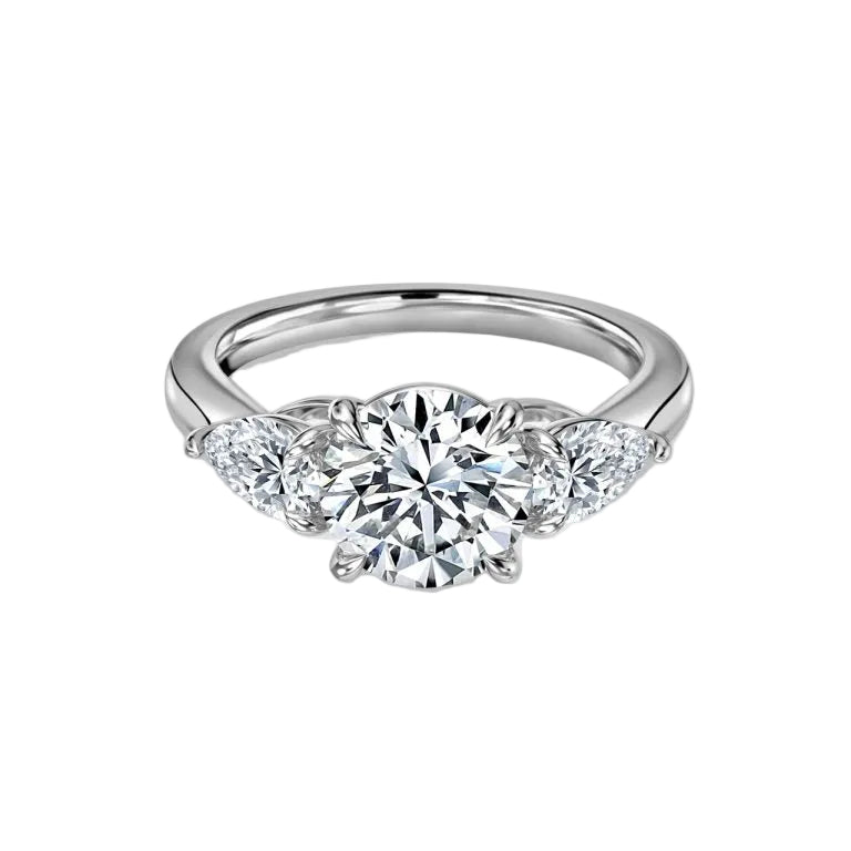 Round & Pear Diamond Engagement Ring