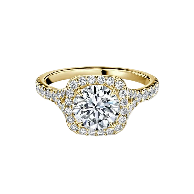 Round Cut Halo Engagement Ring