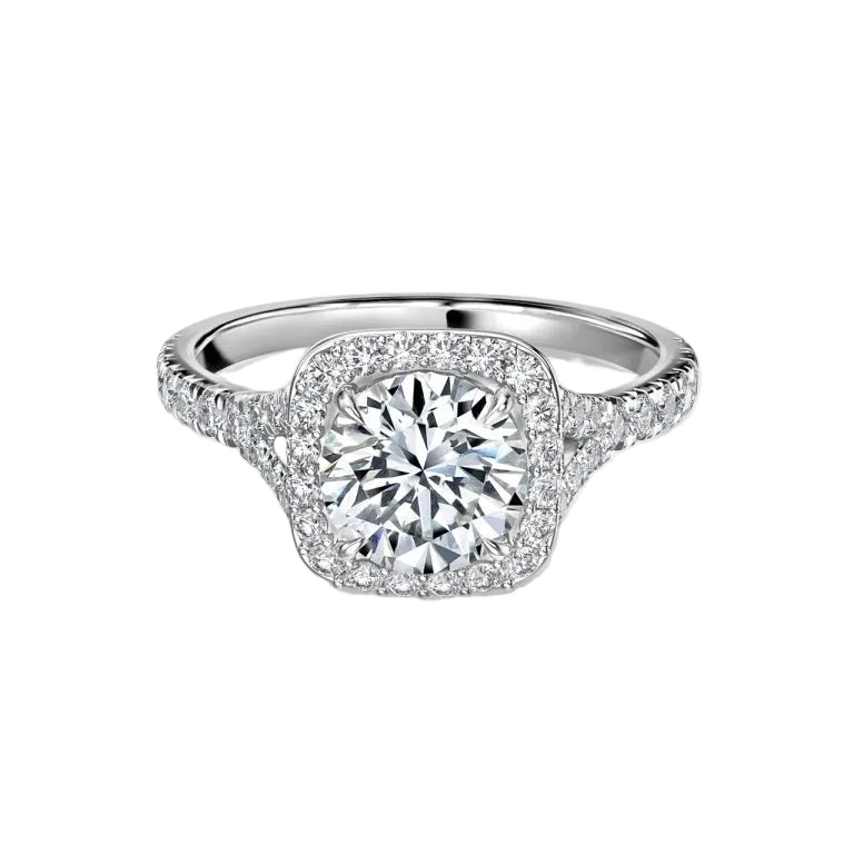 Round Cut Halo Engagement Ring