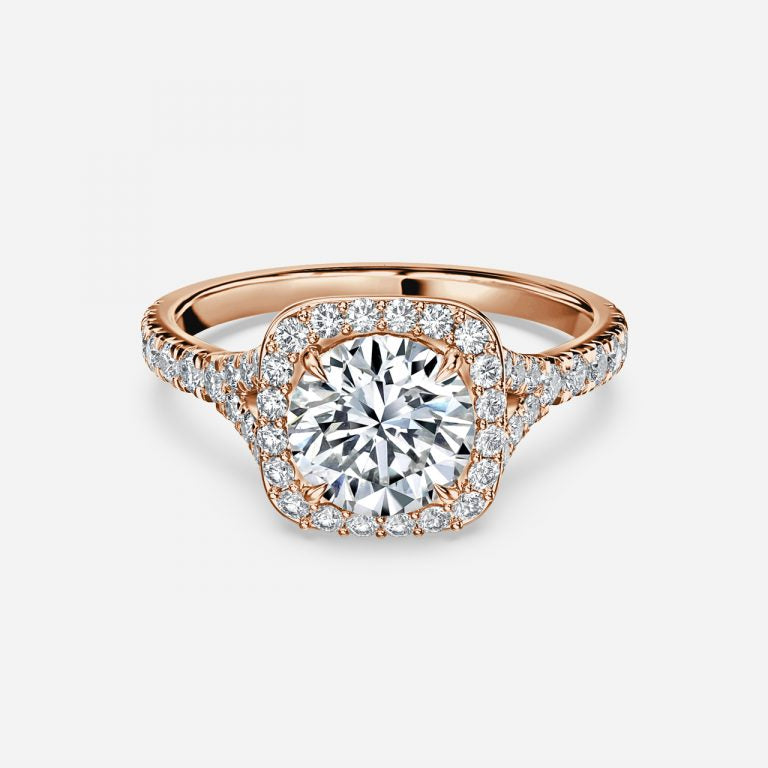 Round Cut Halo Engagement Ring