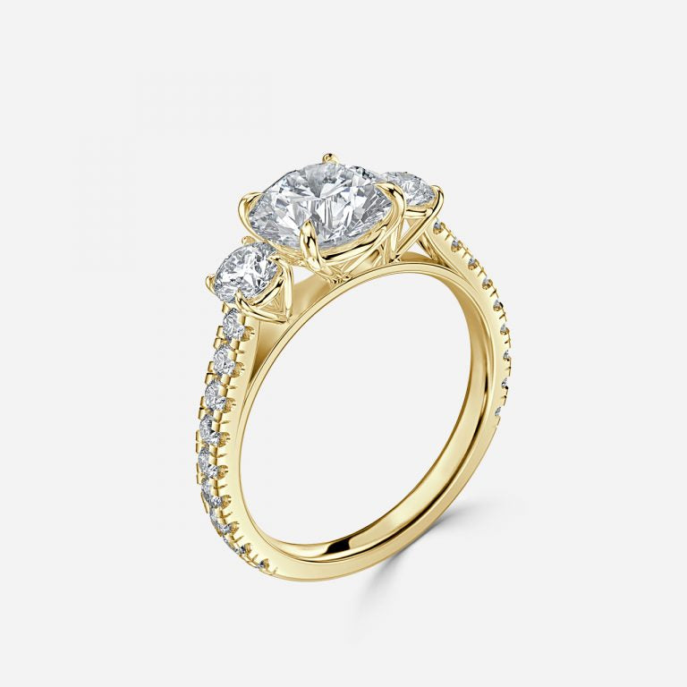 Three stone Gwen Round Engagement Ring