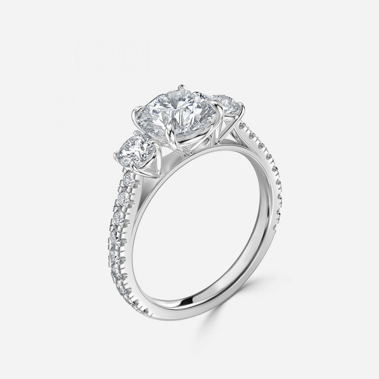 Three stone Gwen Round Engagement Ring