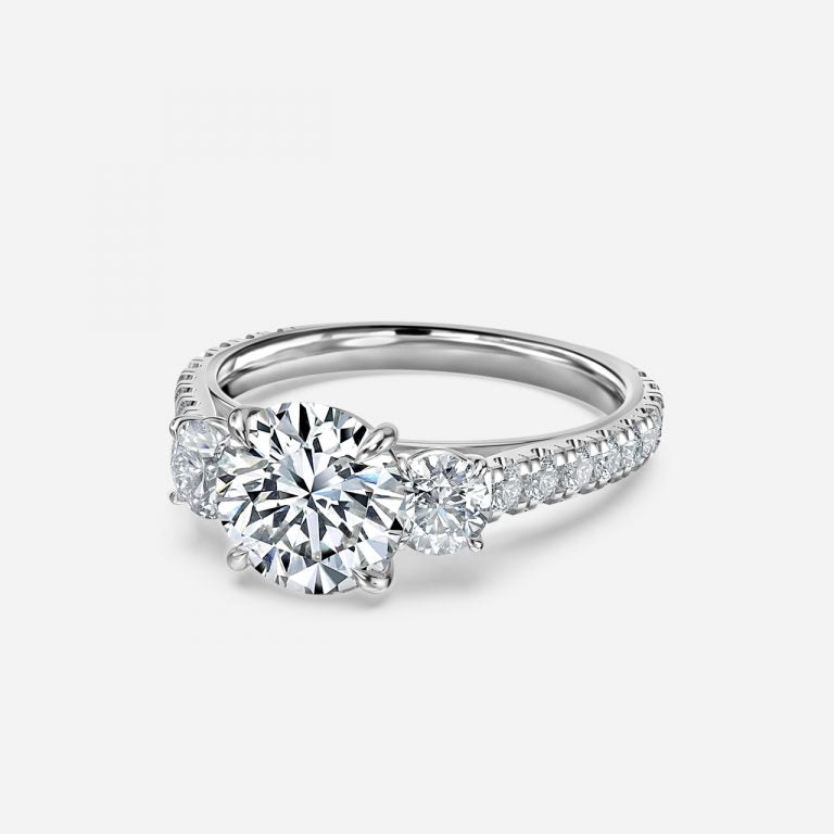 Three stone Gwen Round Engagement Ring