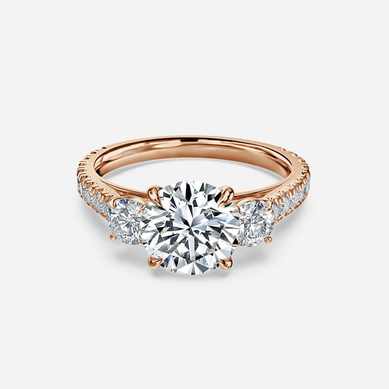 Three stone Gwen Round Engagement Ring