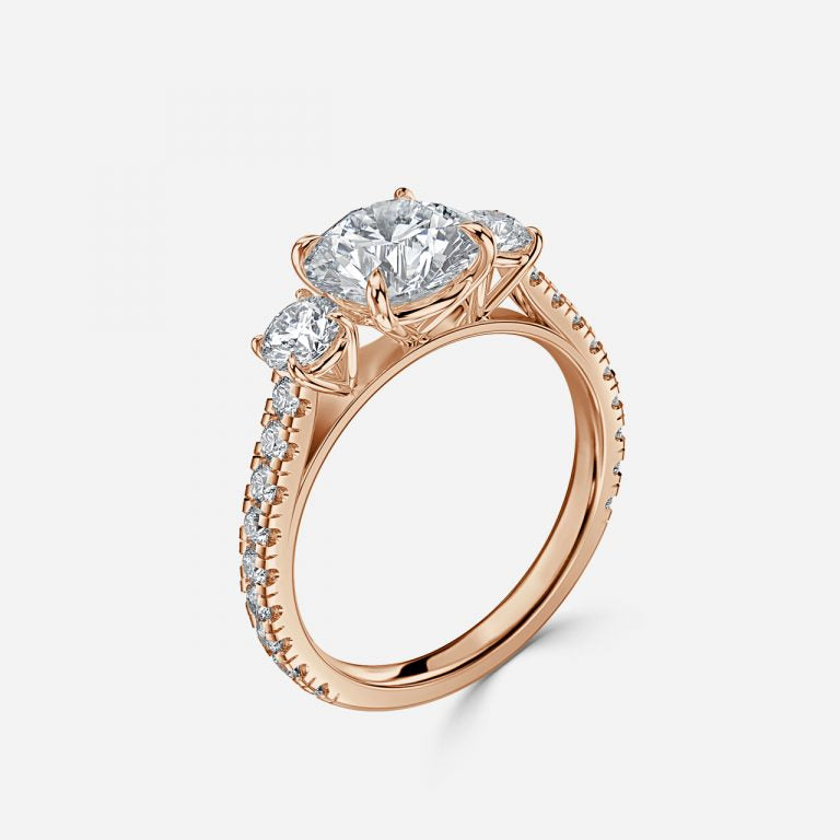 Three stone Gwen Round Engagement Ring