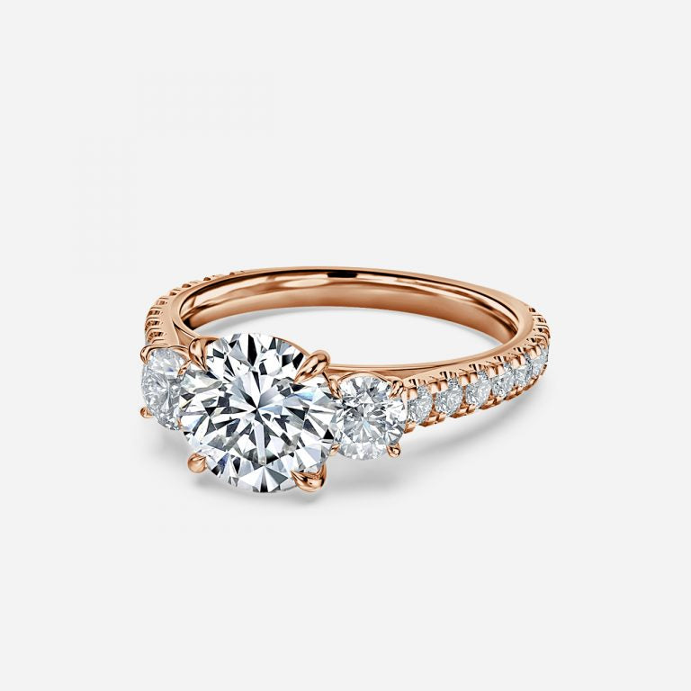 Three stone Gwen Round Engagement Ring