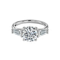 Round & Taper Diamond Engagement Ring