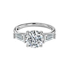 Round & Taper Diamond Engagement Ring
