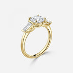 Round & Taper Diamond Engagement Ring