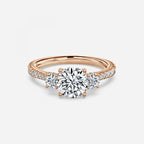 There Stone Round Diamond Engagement Ring